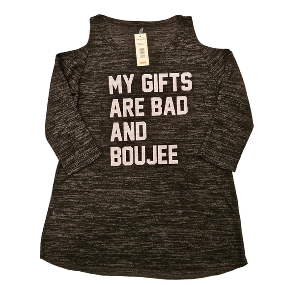 NEW Yandy My Gifts are Bad and Boujee Black Lounge Sleep Shirt Small - Picture 2 of 5